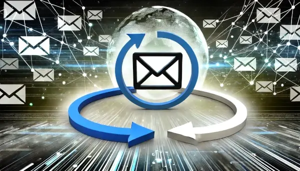 An email icon and digital elements indicating back-and-forth communication.