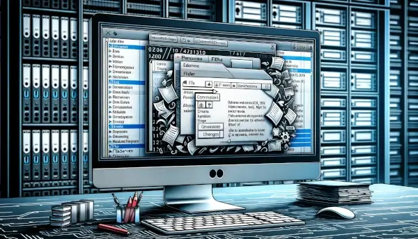Computer screen with a file server directory.