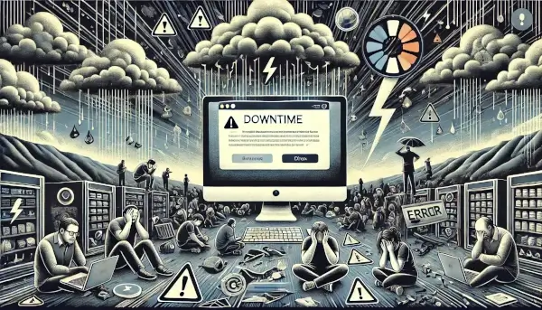 Illustration depicting the impact of downtime that emphasizes the negative effects and frustration associated with such disruptions.