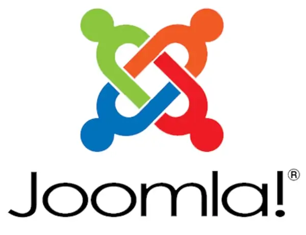 A color logo and a black sign “Joomla”