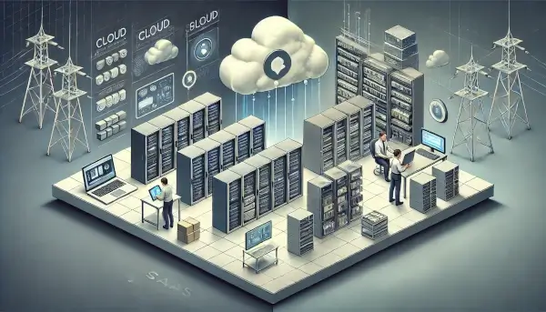 An image of the technical and operational differences between two software models. The left side illustrates the streamlined, cloud-based operations of SaaS, while the right side depicts the hands-on, hardware-based operations of SaaP.