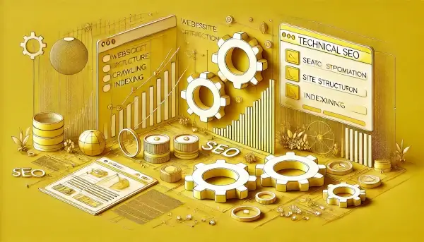 Key elements of technical SEO, including website architecture, crawling, indexing, and the role of SEO software tools.