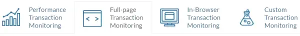 A screanshot of WebSitePulse’s types of transaction monitoring.