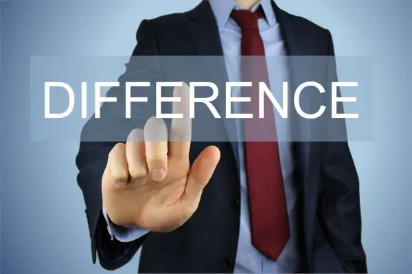 A man pointing to a sign saying “Difference”